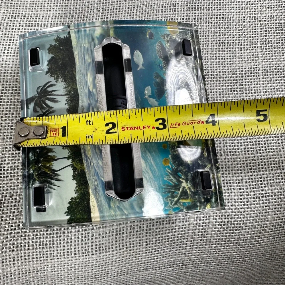 Vintage Post-it Pop-Up Note Dispenser Tropical Ocean Coral Reef Acrylic 3M Flaw